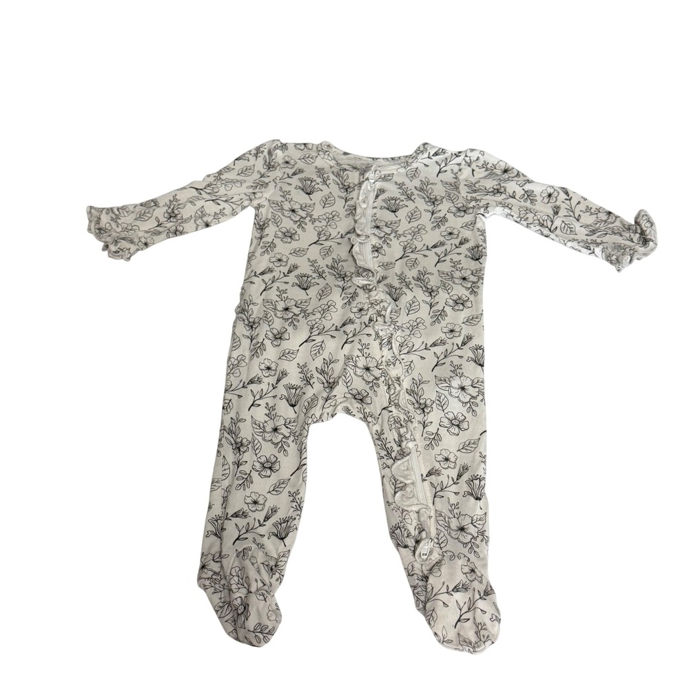 Little Me Baby Girl 3M Bamboo Viscose Floral Ruffle Footie Sleep Play Romper Zip